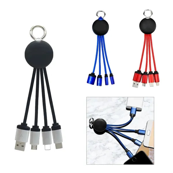 3 in 1 Light Up Charging Cable w/Keychain