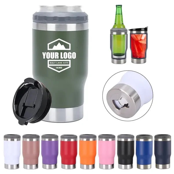 4 in 1 Can Cooler Tumblers with 2 lids 14 Oz
