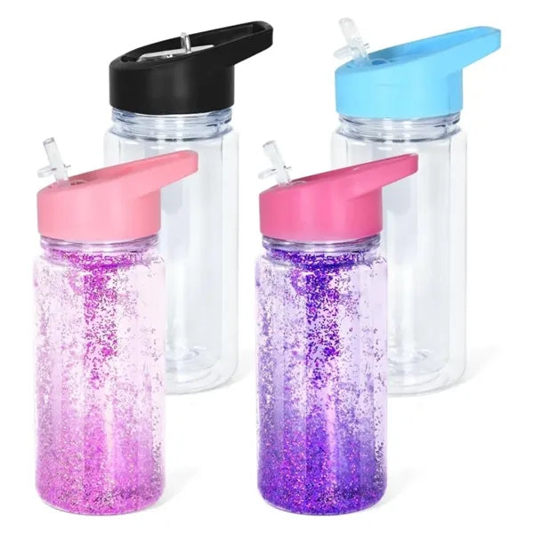 10oz Plastic Snow Globe Tumbler with Handle Lid