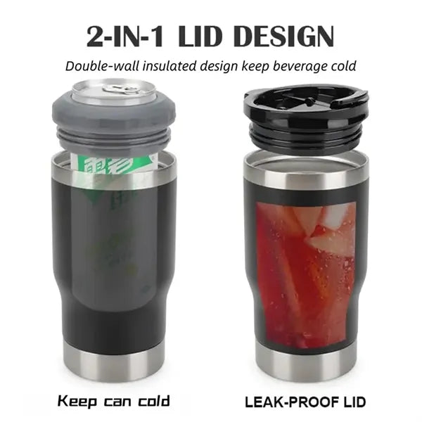 4 in 1 Can Cooler Tumblers with 2 lids 14 Oz