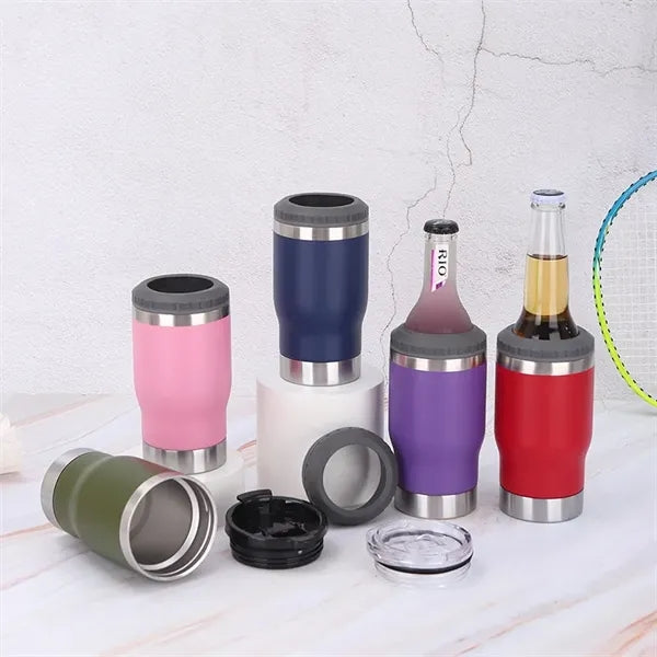 4 in 1 Can Cooler Tumblers with 2 lids 14 Oz