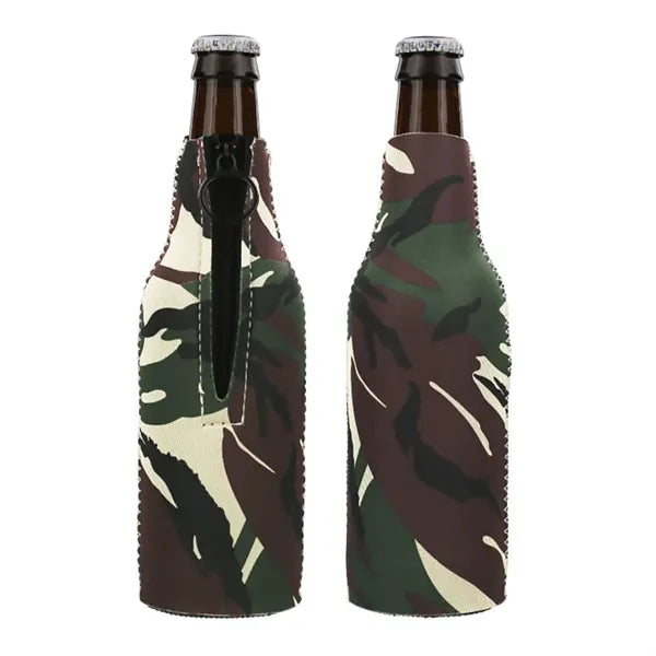 12oz Neoprene Collapsible Zipper Beer Bottle Cooler