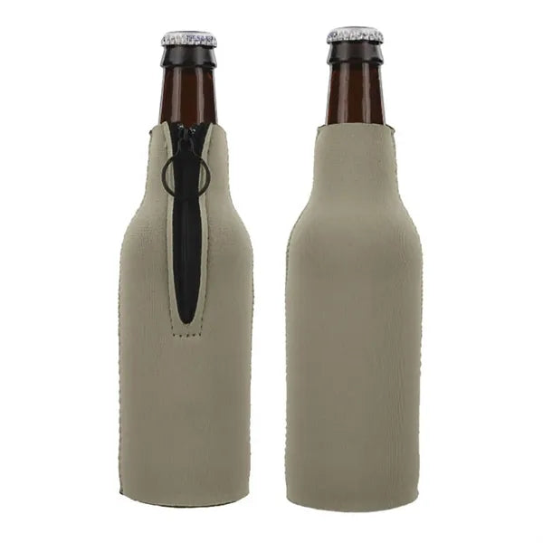 12oz Neoprene Collapsible Zipper Beer Bottle Cooler