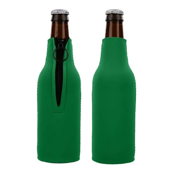 12oz Neoprene Collapsible Zipper Beer Bottle Cooler