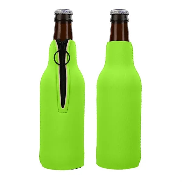 12oz Neoprene Collapsible Zipper Beer Bottle Cooler