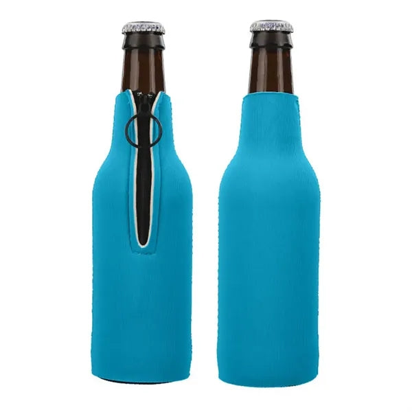12oz Neoprene Collapsible Zipper Beer Bottle Cooler