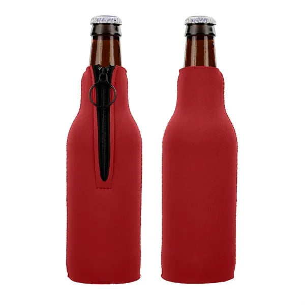 12oz Neoprene Collapsible Zipper Beer Bottle Cooler