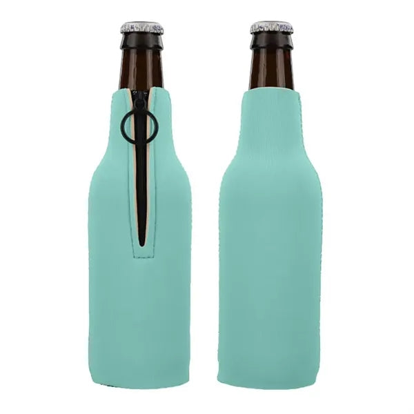 12oz Neoprene Collapsible Zipper Beer Bottle Cooler