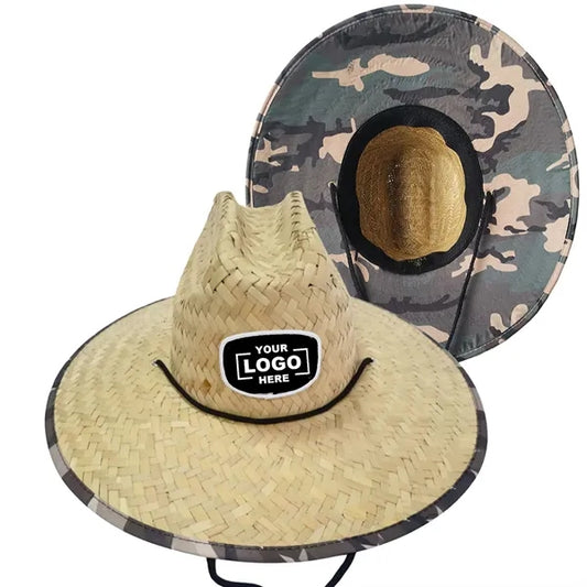 Eco Friendly Straw Lifeguard Cowboy Hats w/ Merrowed Patch