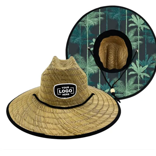 Eco Friendly Straw Lifeguard Hats with Patch Logo