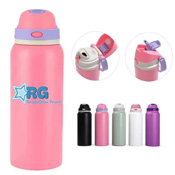 32oz Stainless Steel Insulated Water Bottle w/ Handle&Straw