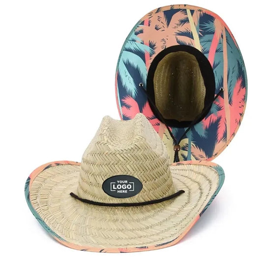 Eco Friendly Straw Cowboy Hats with Patch Logo