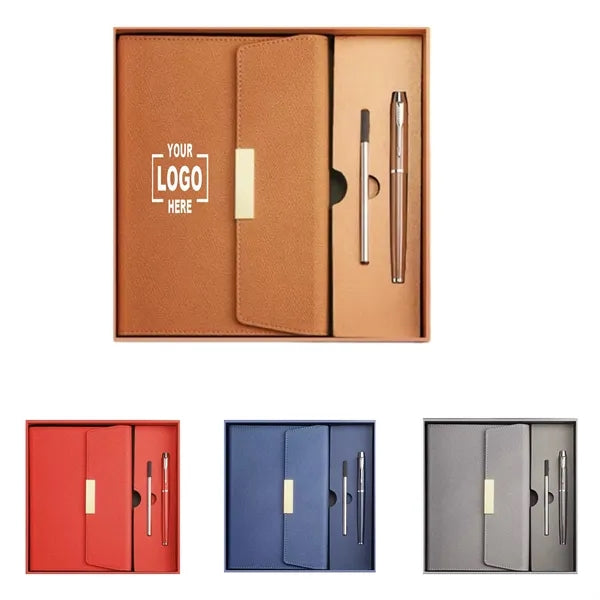 A5 Recycled Paper PU Cover Notebook W/ Pen Gift Set