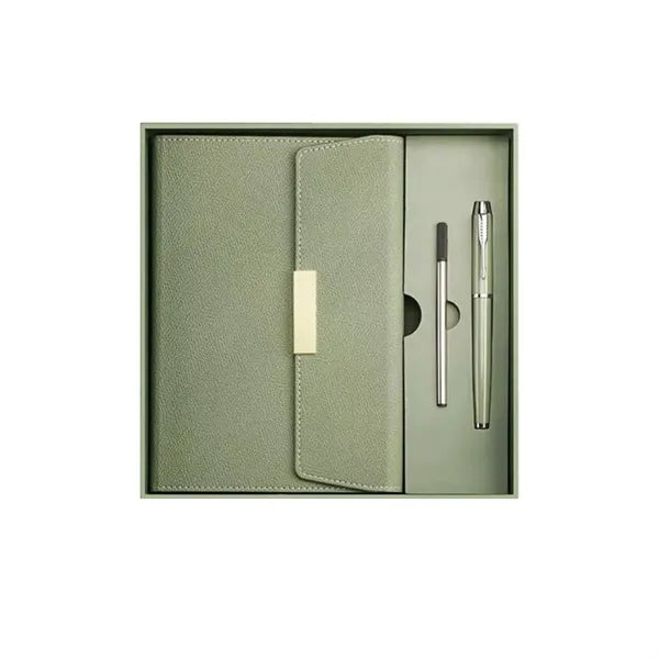A5 Recycled Paper PU Cover Notebook W/ Pen Gift Set