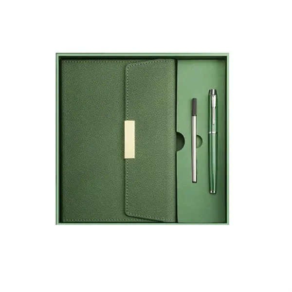 A5 Recycled Paper PU Cover Notebook W/ Pen Gift Set