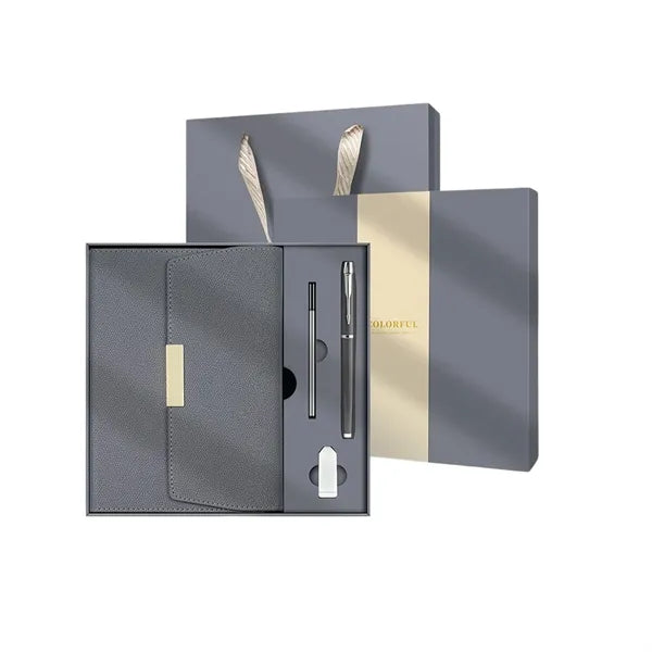 A5 Recycled Paper Notebook W/ Pen & USB Flash Drive Gift Set