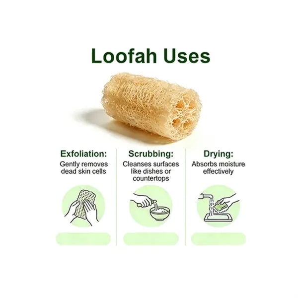 Natural Loofah Sponge, Multi-Purpose Luffa for Bath, Dish Sc
