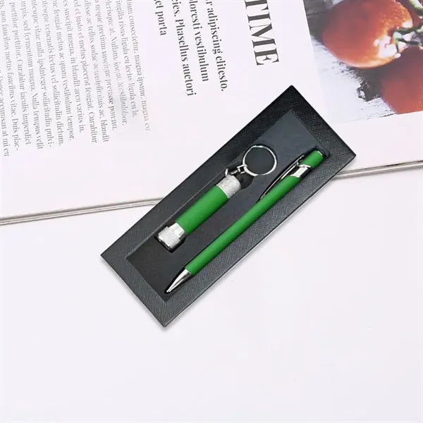 Soft Stylus Metal Ballpoint Pen And Flashlight Gift Set
