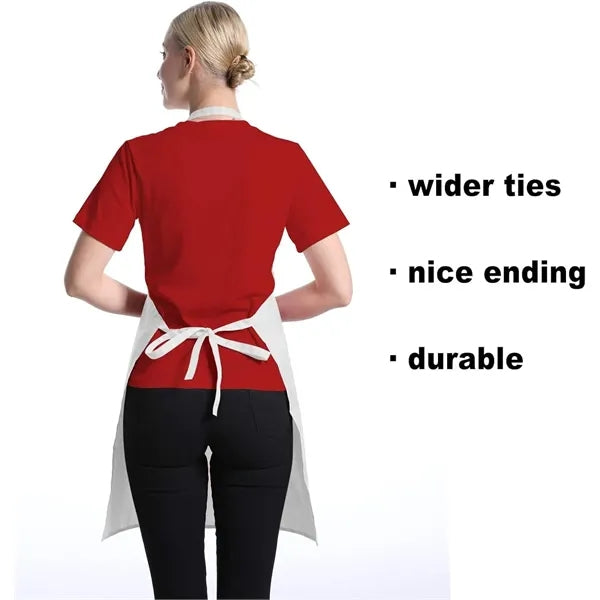 Kitchen Bib Apron Adjustable with 2 Pockets Oil Resistant
