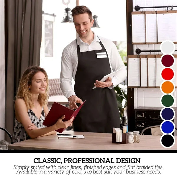 Kitchen Bib Apron Adjustable with 2 Pockets Oil Resistant