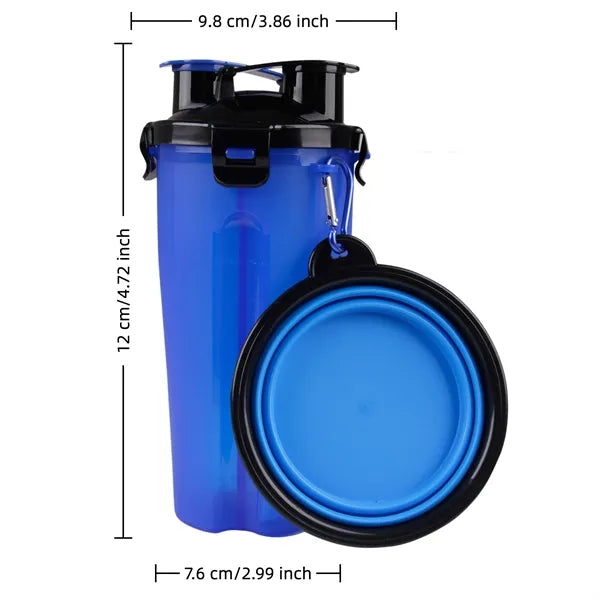 Portable Pet Water Bottle with Collapsible Bowl for Travel