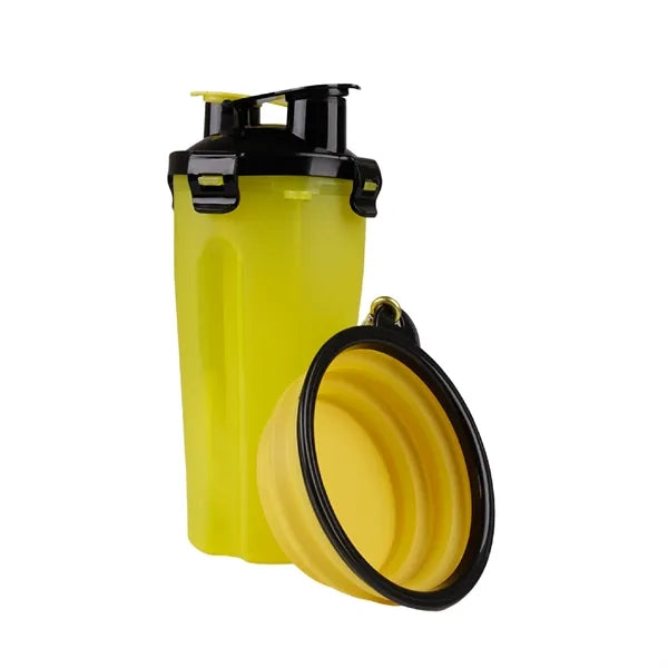 Portable Pet Water Bottle with Collapsible Bowl for Travel