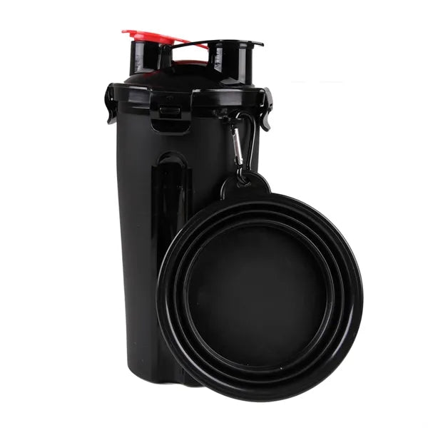 Portable Pet Water Bottle with Collapsible Bowl for Travel