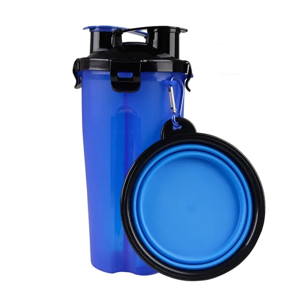 Portable Pet Water Bottle with Collapsible Bowl for Travel