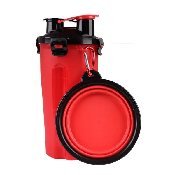 Portable Pet Water Bottle with Collapsible Bowl for Travel