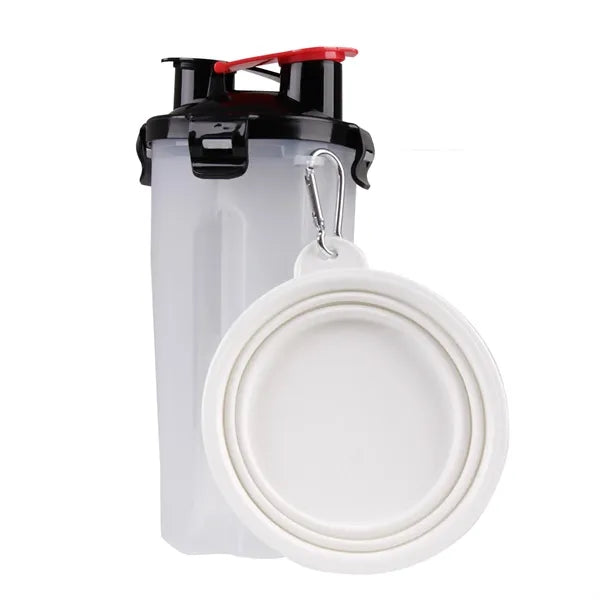 Portable Pet Water Bottle with Collapsible Bowl for Travel