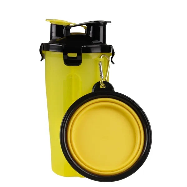 Portable Pet Water Bottle with Collapsible Bowl for Travel