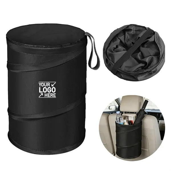 Collapsible Pop-up Vehicle Trash Bin and Seat Back Organizer