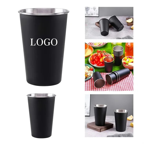 16oz Black Stainless Steel Pint Cup