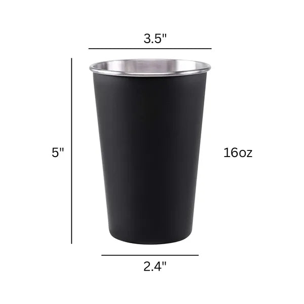 16oz Black Stainless Steel Pint Cup