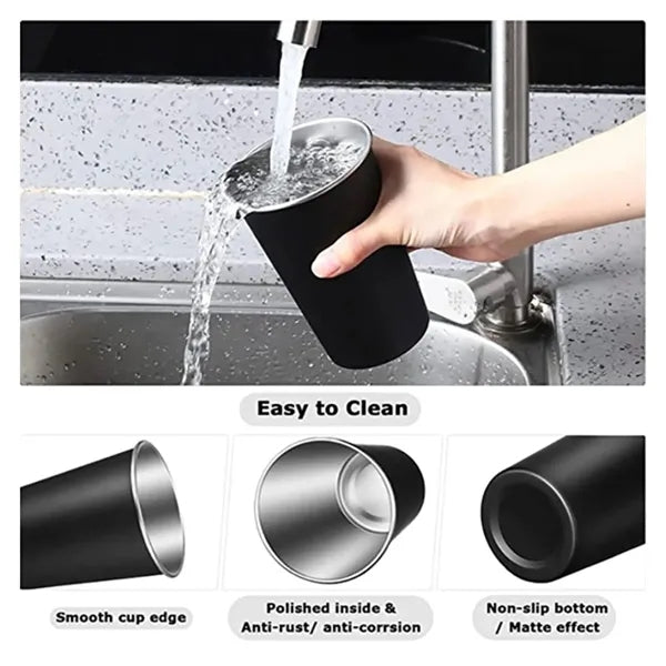 16oz Black Stainless Steel Pint Cup
