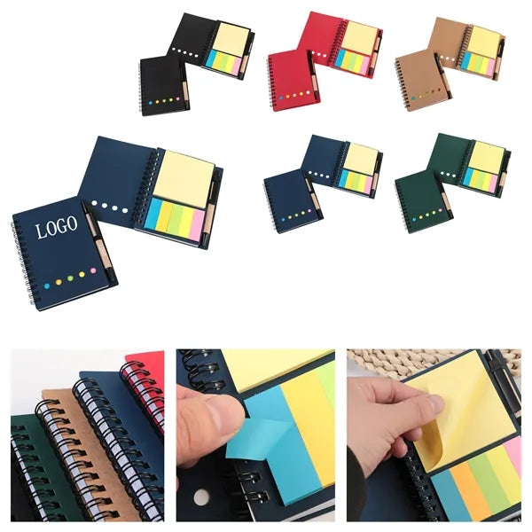 Spiral Notebook with Pen & Sticky Notes