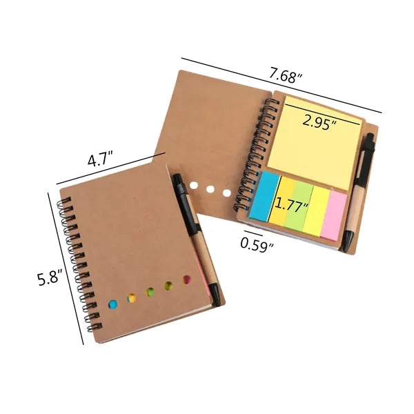 Spiral Notebook with Pen & Sticky Notes