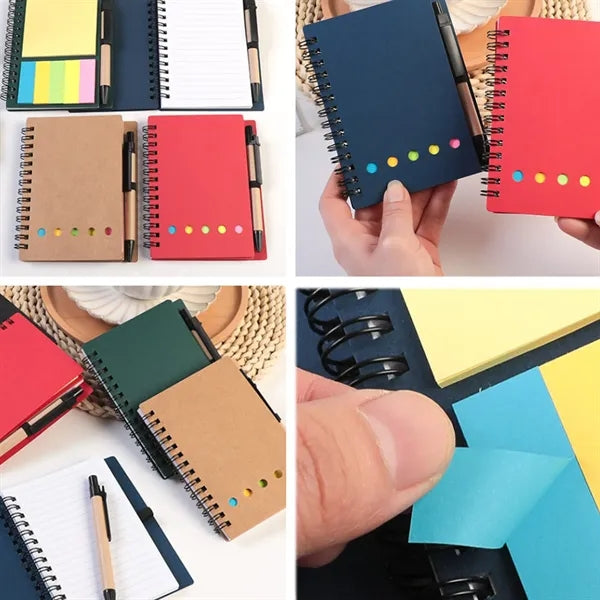 Spiral Notebook with Pen & Sticky Notes