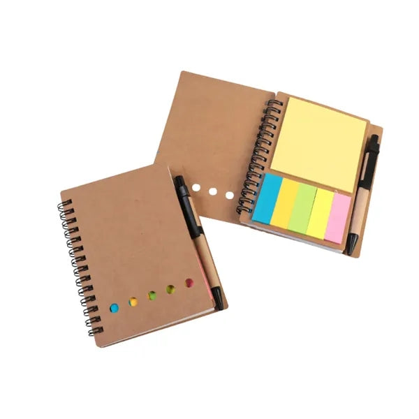 Spiral Notebook with Pen & Sticky Notes