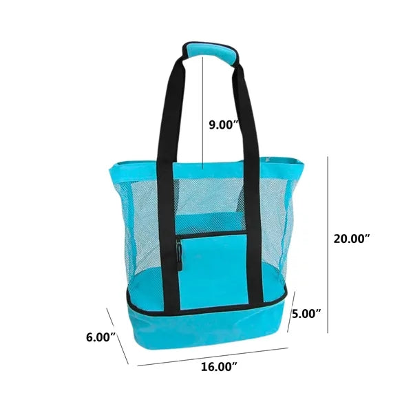 Mesh Beach Bag Tote with Insulated Cooler