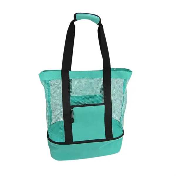 Mesh Beach Bag Tote with Insulated Cooler