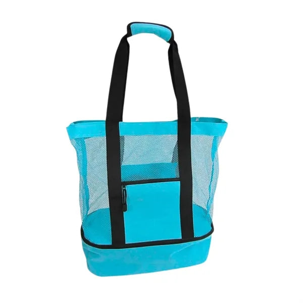 Mesh Beach Bag Tote with Insulated Cooler