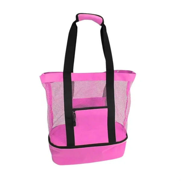 Mesh Beach Bag Tote with Insulated Cooler
