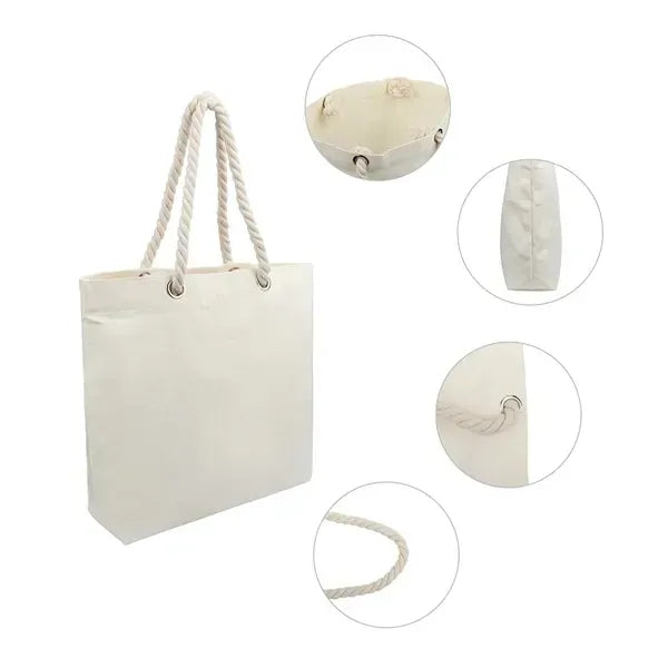 Large Canvas Shopping Tote Bag With Handle