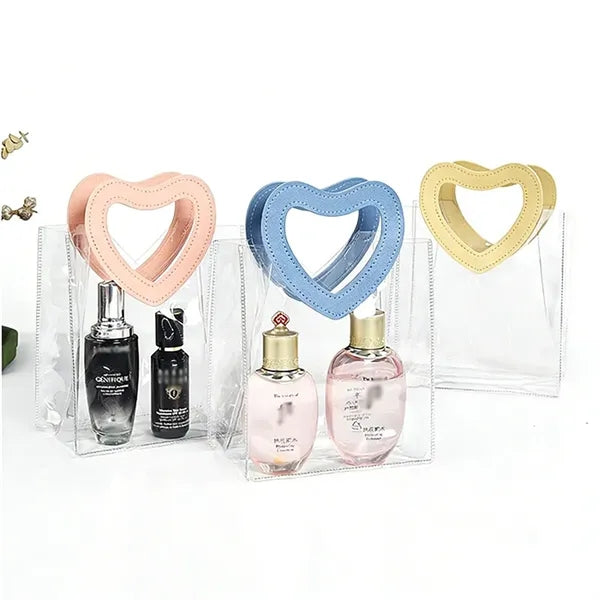 Transparent PVC Shopping Bags W/Heart Shape Handles