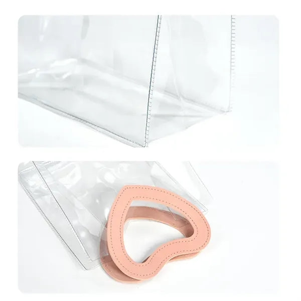 Transparent PVC Shopping Bags W/Heart Shape Handles