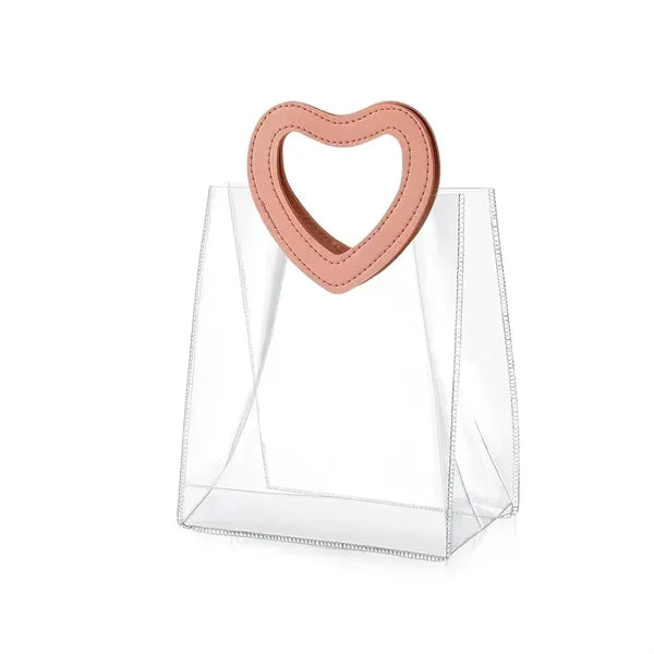 Transparent PVC Shopping Bags W/Heart Shape Handles