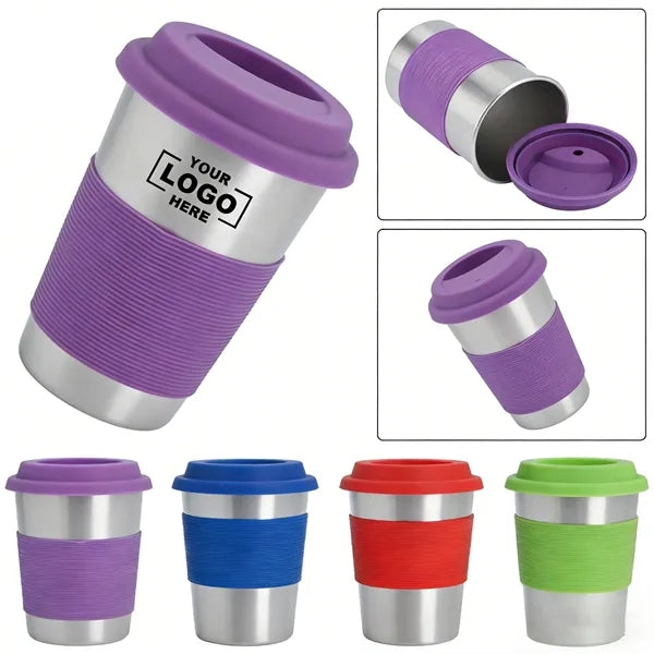 12oz Stainless Steel Cup with Silicone Cover & Lid