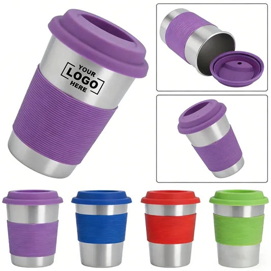12oz Stainless Steel Cup with Silicone Cover & Lid
