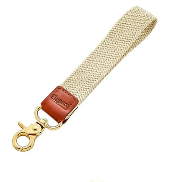 Nylon Leather Metal Elastic Wristband Keychain & Phone Lanya